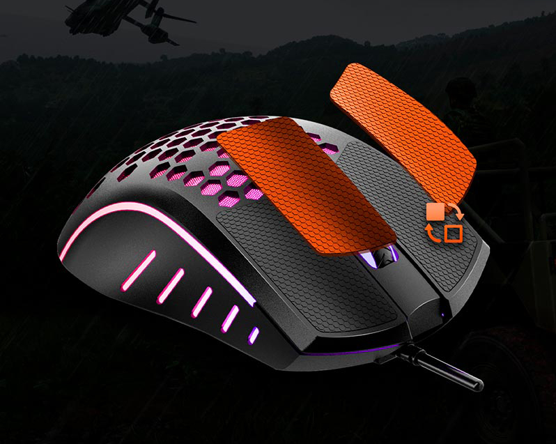 Игровая мышь MEETION GM015 RGB проводная с перфорированным корпусом и DPI 6400